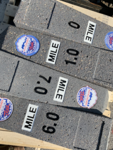 Mileage markers on a pallet
